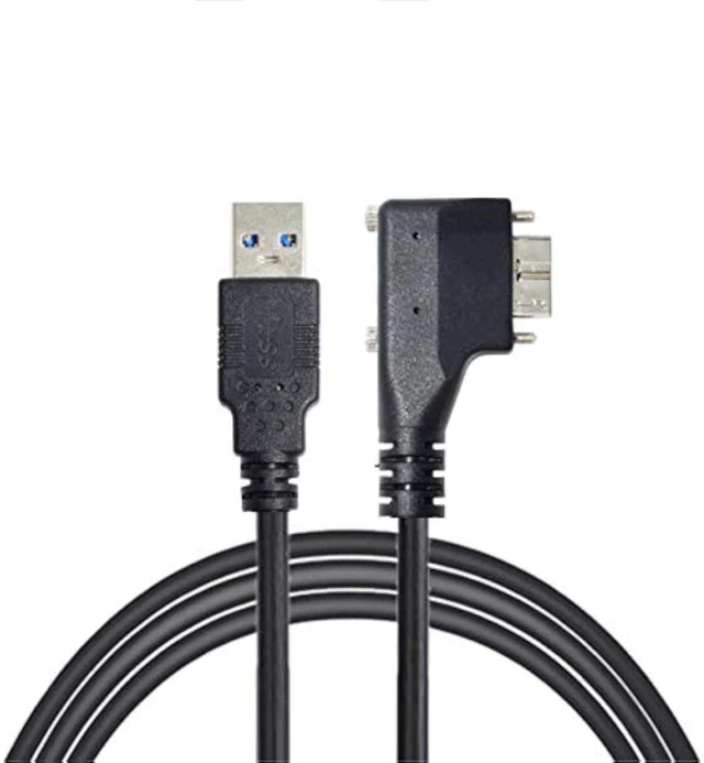 Alt view image 5 of 7 - cablecc Dual Screws 90 Degree Left Angled Micro USB Mount to USB3.0 Data Cable for Industrial Camera 1.2M