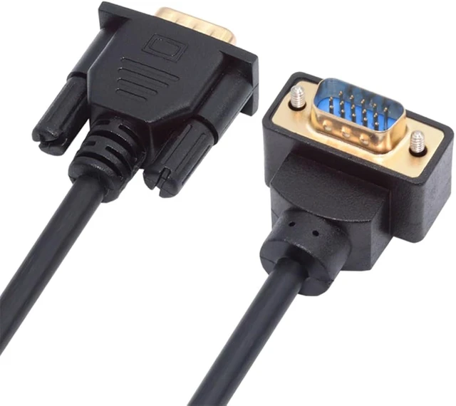 Main image of cablecc VGA RGB Male to Straight Male Extension Cable 3COAX+6C Down Angled 90 Degree for Monitor Projector Computer