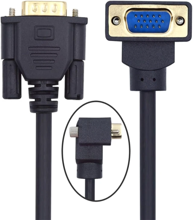 Alt view image 7 of 7 - cablecc VGA RGB Male to Straight Male Extension Cable 3COAX+6C Down Angled 90 Degree for Monitor Projector Computer