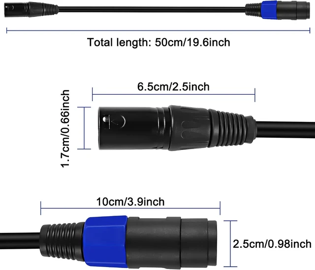Alt view image 2 of 7 - XMSJSIY Speakon Plug Female to XLR 3Pin Male Speaker Audio Jack Extension