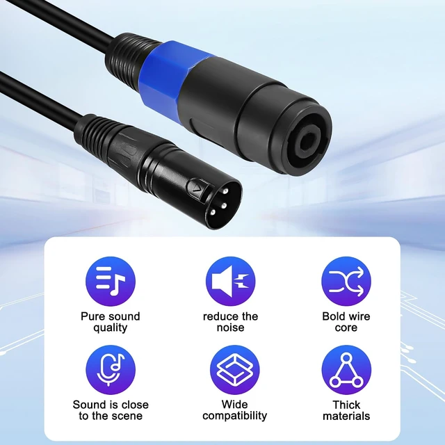 Alt view image 4 of 7 - XMSJSIY Speakon Plug Female to XLR 3Pin Male Speaker Audio Jack Extension