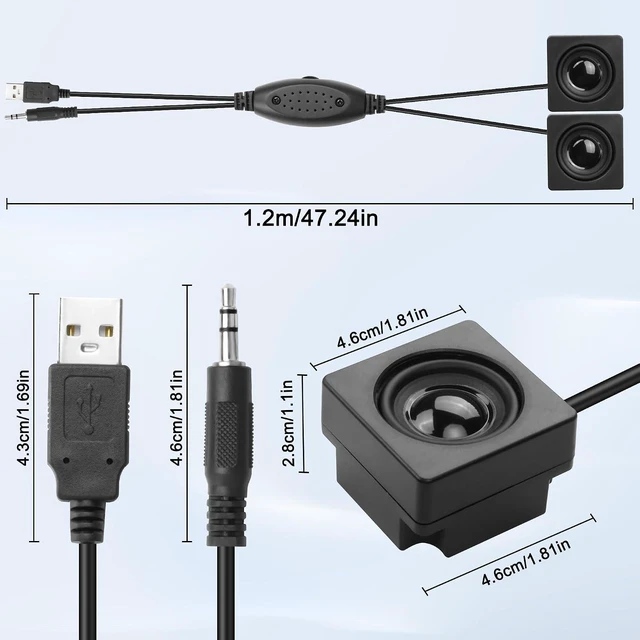 Alt view image 2 of 7 - XMSJSIY Mini Computer Speaker for Desktop PC 3.5mm TRS Input -1.2M/3.9FT