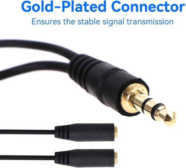 Alt view image 5 of 7 - Cablecc 3.5mm Stereo Male to Double 3.5mm Female Audio Headphone Y Splitter Cable with Volume Control Switch
