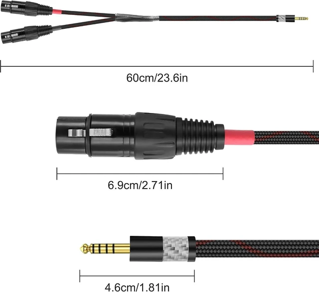 Alt view image 2 of 7 - XMSJSIY 4.4mm to Dual XLR 3 Pin Balance Female Headphone Audio Splitter