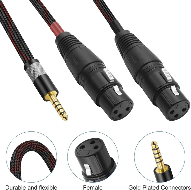 Alt view image 4 of 7 - XMSJSIY 4.4mm to Dual XLR 3 Pin Balance Female Headphone Audio Splitter
