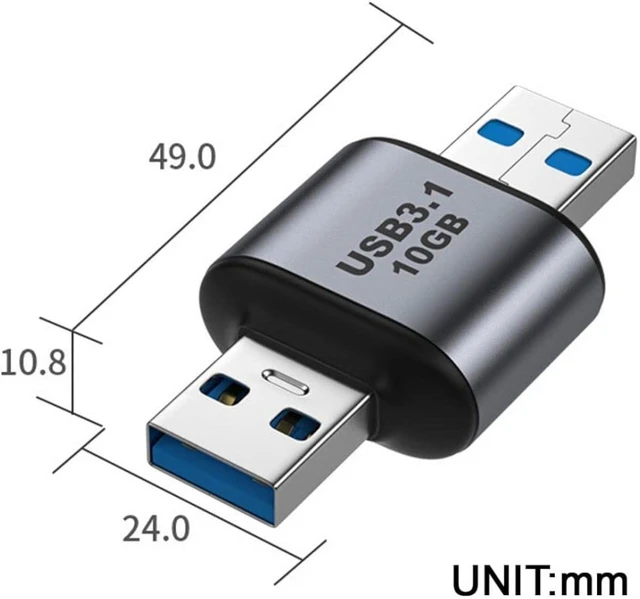 Alt view image 4 of 7 - chenyang USB 3.1 Gen 2 Adapter,USB Male to USB Male 10Gbps Data Transfer 5V3A Fast Charging Aluminum Alloy Converter Adapter for Headphones/Disk/Phone