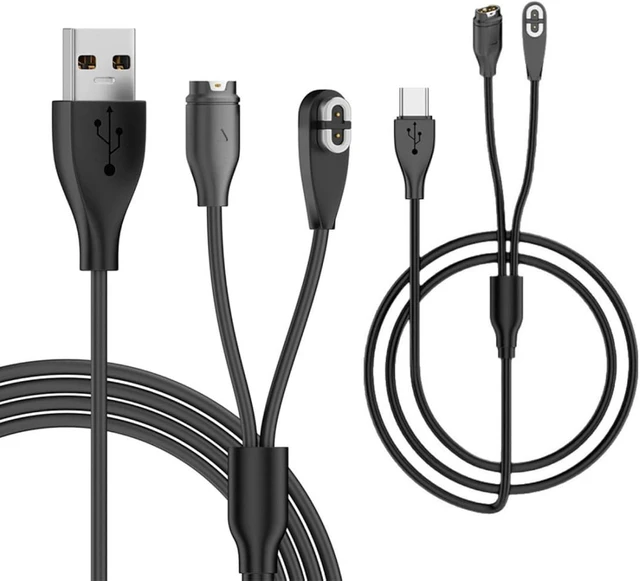 Main image of chenyang 2 Pack 2 in 1 USB Charging Cable, USB A/USB C to 2Pin/4Pin 5V1A Magnetic Charging Cable 3.28FT Compatible with Shokz Headphones and Garmin Watch