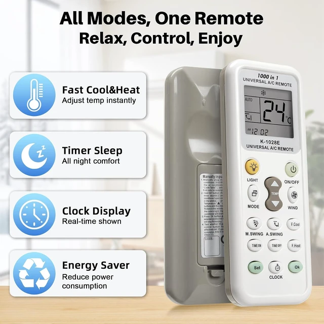 Alt view image 5 of 7 - Universal Air Conditioner Remote Control 1000 IN 1 for Most Brand AC Unit