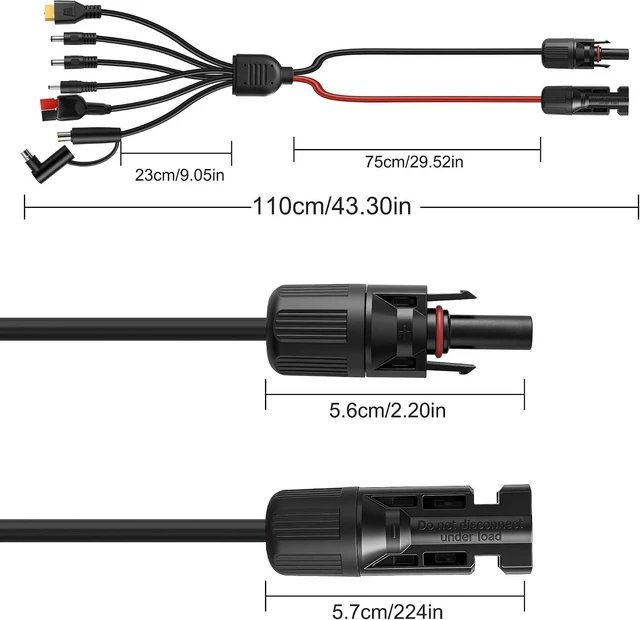 Alt view image 2 of 7 - XMSJSIY 7-in-1 Solar Panel Connector Extension Cable-1.1M/3.6FT