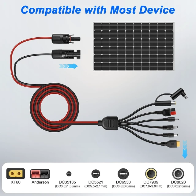 Alt view image 4 of 7 - XMSJSIY 7-in-1 Solar Panel Connector Extension Cable-1.1M/3.6FT