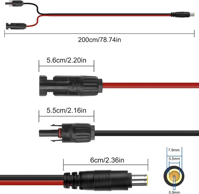 Alt view image 2 of 7 - XMSJSIY Solar Panel to DC7909 8mm Adapter Connector Extension Cable