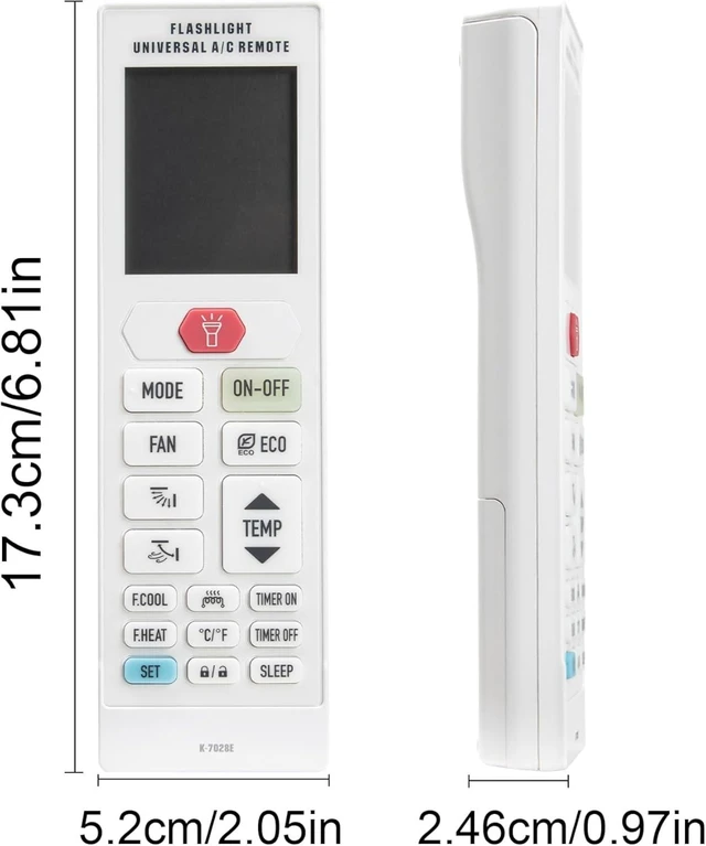 Alt view image 6 of 7 - Flashlight Universal A/C Remote Air Conditioner Controller with °F/°C Modes