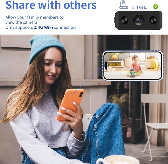Alt view image 3 of 7 - Mini Indoor Security Camera Wireless Home Camera Smart Small Outdoor WiFi Pet Cameras 1080P Tiny Nanny Cam Wide Angle Night Vision Home Indoor Outdoor Camara, No Need WiFi Camaras for House Security