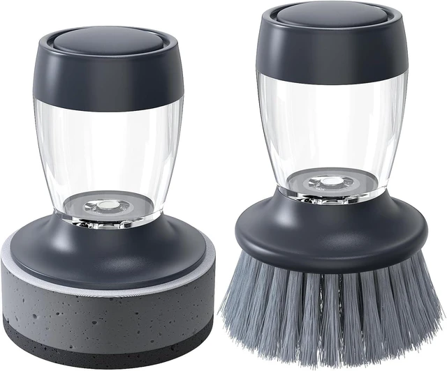 Main image of Dish Brush with soap DispenserNylon Bristles Dish Brush and a Scrub Sponge Dish Brush,Kitchen Brush for Dish Pot Pan and Sink CleaningDish Brush Pack of 2