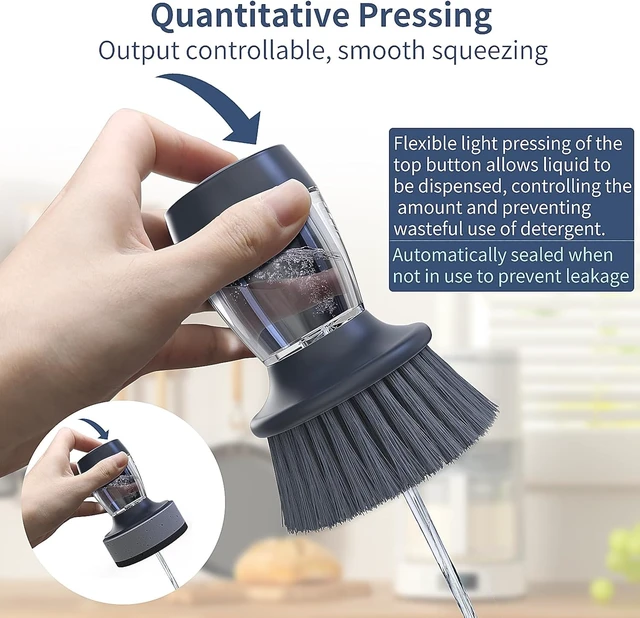 Alt view image 5 of 7 - Dish Brush with soap DispenserNylon Bristles Dish Brush and a Scrub Sponge Dish Brush,Kitchen Brush for Dish Pot Pan and Sink CleaningDish Brush Pack of 2