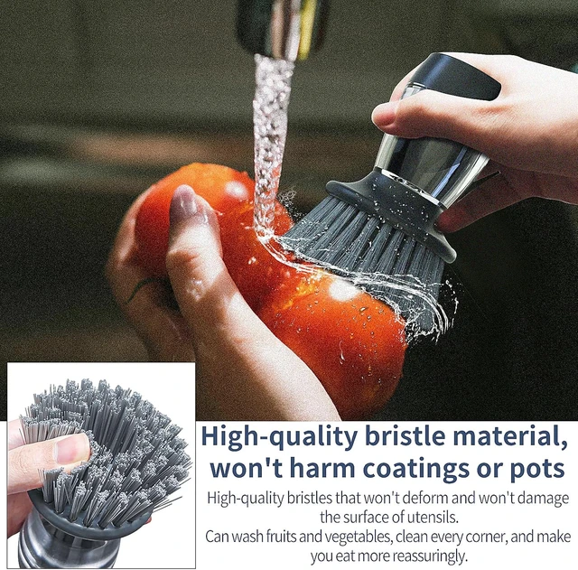 Alt view image 7 of 7 - Dish Brush with soap DispenserNylon Bristles Dish Brush and a Scrub Sponge Dish Brush,Kitchen Brush for Dish Pot Pan and Sink CleaningDish Brush Pack of 2