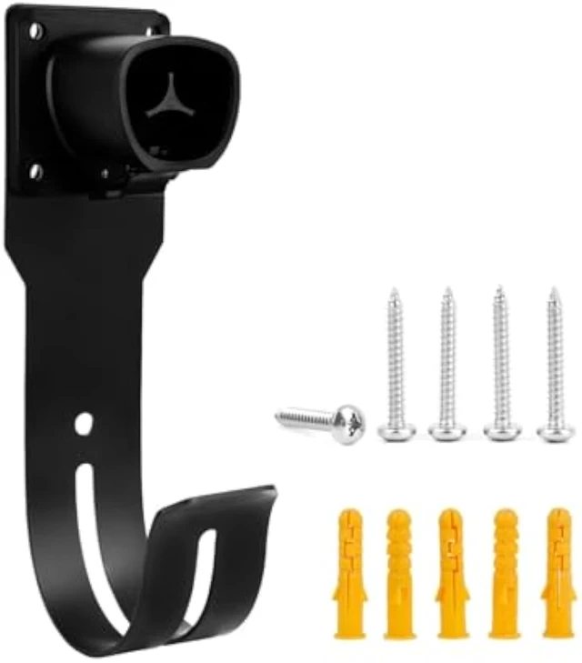 Alt view image 7 of 7 - Charger Holder for Tesla Wall Mount Dock & J-Hook for Model 3/Y/X/S, Heavy-Duty Steel Nozzle Holster Dock