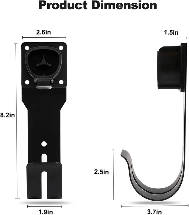 Alt view image 6 of 7 - Charger Holder for Tesla Wall Mount Dock & J-Hook for Model 3/Y/X/S, Heavy-Duty Steel Nozzle Holster Dock