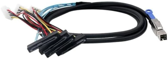 Alt view image 7 of 7 - Mini SAS HD SFF 8644 to 4* SAS 8482 29P Server Cable with Power 6Gbps High Speed 28AWG Copper Wire Data Transfer Cord (1M)
