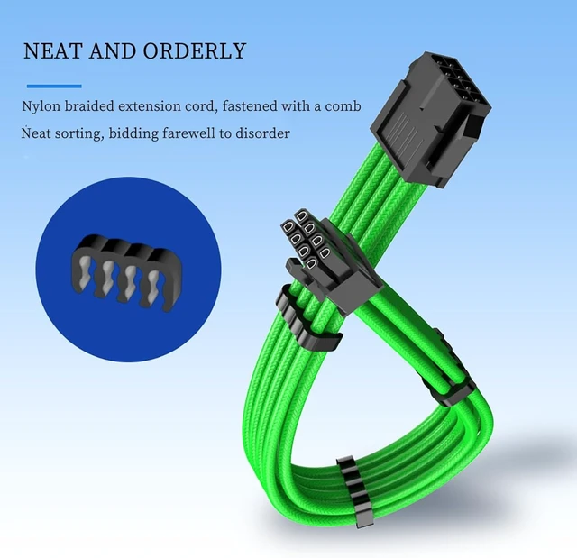Alt view image 5 of 7 - GPU 8Pin (6+2) Extension Cable 30cm Male to Female, 18AWG Tinned Copper, Color Nylon Braided, ATX PSU Power Cord for Graphics Cards (Red)