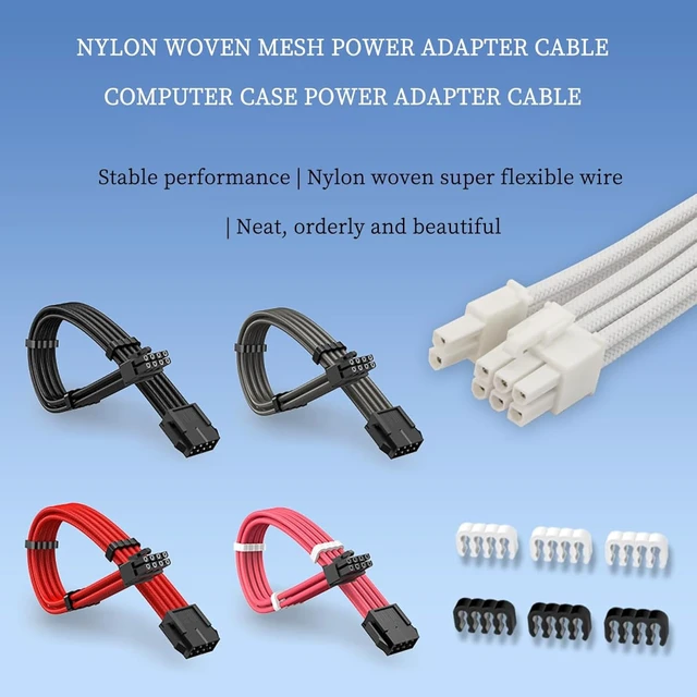 Alt view image 6 of 7 - GPU 8Pin (6+2) Extension Cable 30cm Male to Female, 18AWG Tinned Copper, Color Nylon Braided, ATX PSU Power Cord for Graphics Cards (Red)
