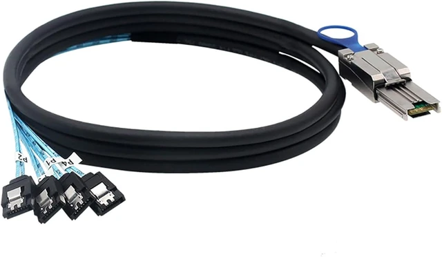 Alt view image 2 of 7 - Mini SAS HD SFF-8088 26P to 4X SATA 7P Female Cable 6Gbps High Speed Server Hard Drive Connection Cable, 28AWG, 10 Ohm (0.5M)