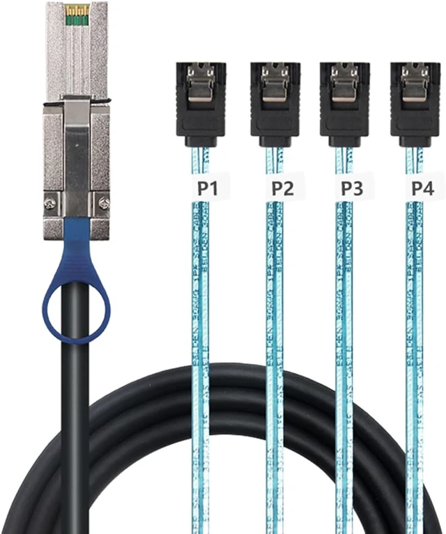 Alt view image 3 of 7 - Mini SAS HD SFF-8088 26P to 4X SATA 7P Female Cable 6Gbps High Speed Server Hard Drive Connection Cable, 28AWG, 10 Ohm (0.5M)