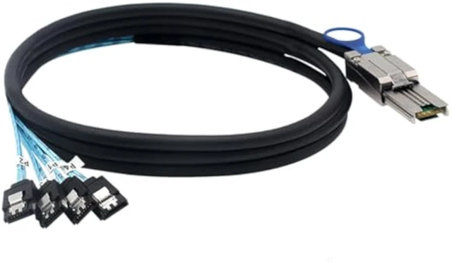 Alt view image 7 of 7 - Mini SAS HD SFF-8088 26P to 4X SATA 7P Female Cable 6Gbps High Speed Server Hard Drive Connection Cable, 28AWG, 10 Ohm (0.5M)