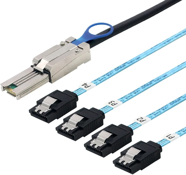 Alt view image 5 of 7 - Mini SAS HD SFF-8088 26P to 4X SATA 7P Female Cable 6Gbps High Speed Server Hard Drive Connection Cable, 28AWG, 10 Ohm (0.5M)