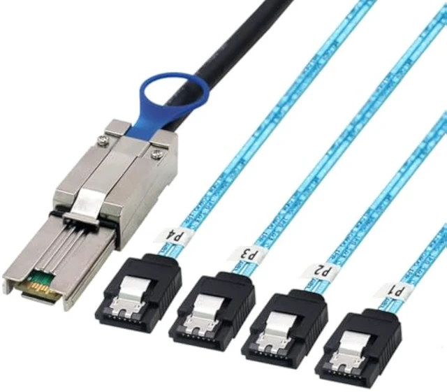 Alt view image 6 of 7 - Mini SAS HD SFF-8088 26P to 4X SATA 7P Female Cable 6Gbps High Speed Server Hard Drive Connection Cable, 28AWG, 10 Ohm (0.5M)
