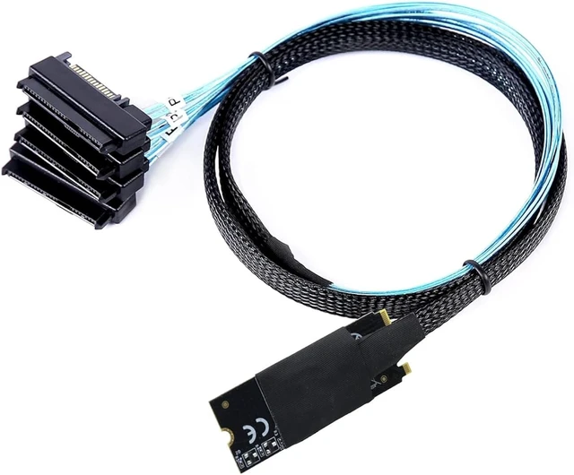 Alt view image 5 of 7 - M.2 SFF-8643 to 4 x SAS 8482 Converter Cable 12Gbps High-Speed Server Interconnect, 30AWG Copper Wire, Plug and Play (1m)