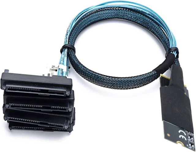 Alt view image 6 of 7 - M.2 SFF-8643 to 4 x SAS 8482 Converter Cable 12Gbps High-Speed Server Interconnect, 30AWG Copper Wire, Plug and Play (1m)