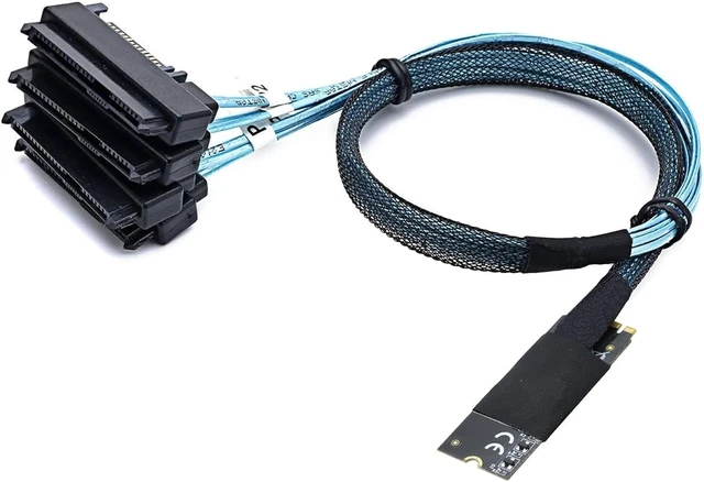 Alt view image 3 of 7 - M.2 SFF-8643 to 4 x SAS 8482 Converter Cable 12Gbps High-Speed Server Interconnect, 30AWG Copper Wire, Plug and Play (1m)