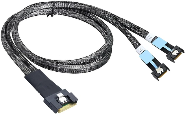 Alt view image 3 of 7 - Slimline SAS SFF-8654 8I to Dual MCIO 4I Server Cable with Anti-Misplug Full Cover Design, 16G High-Speed Copper Wire Harness (0.8M/31.49in)