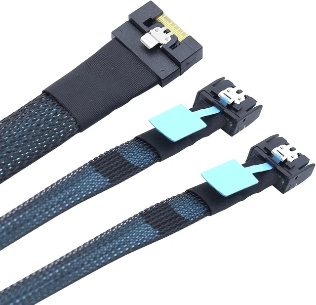 Alt view image 4 of 7 - Slimline SAS SFF-8654 8I to Dual MCIO 4I Server Cable with Anti-Misplug Full Cover Design, 16G High-Speed Copper Wire Harness (0.8M/31.49in)