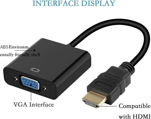 Alt view image 4 of 7 - VGA to HDMI-Compatible Adapter 1080P Male to Female Conversion with Power Audio Port Compatible with Standard HDMI Laptop PC TV (Black)