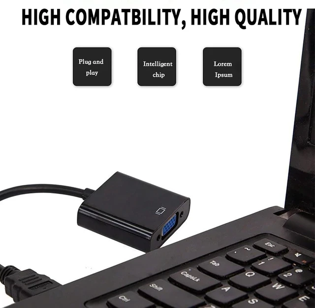 Alt view image 3 of 7 - VGA to HDMI-Compatible Adapter 1080P Male to Female Conversion with Power Audio Port Compatible with Standard HDMI Laptop PC TV (Black)