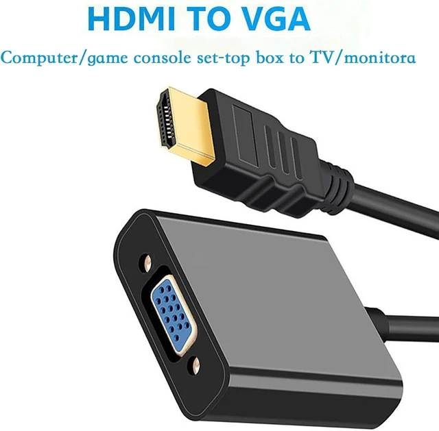 Alt view image 5 of 7 - VGA to HDMI-Compatible Adapter 1080P Male to Female Conversion with Power Audio Port Compatible with Standard HDMI Laptop PC TV (Black)