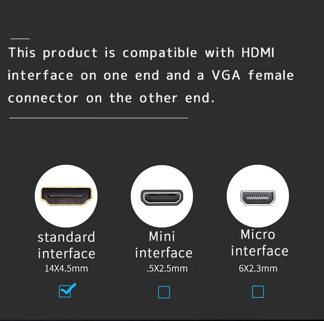 Alt view image 7 of 7 - VGA to HDMI-Compatible Adapter 1080P Male to Female Conversion with Power Audio Port Compatible with Standard HDMI Laptop PC TV (Black)