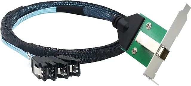 Alt view image 3 of 7 - Mini SAS HD SFF-8644 Female with Latch to 4X SATA 7Pin Cable, 12Gbps High-Speed Server Hard Drive Data Cable Compatible with RAID Controller, Workstation, Storage Expansion (0.5M/19.68in)