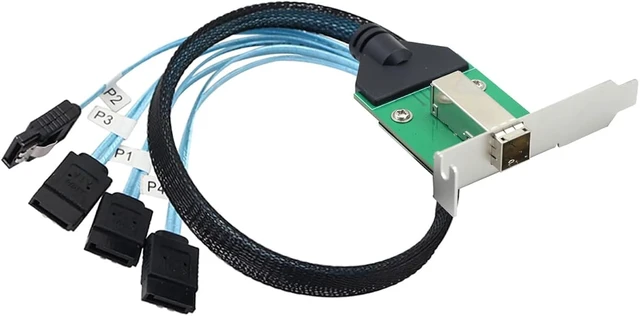 Alt view image 4 of 7 - Mini SAS HD SFF-8644 Female with Latch to 4X SATA 7Pin Cable, 12Gbps High-Speed Server Hard Drive Data Cable Compatible with RAID Controller, Workstation, Storage Expansion (0.5M/19.68in)