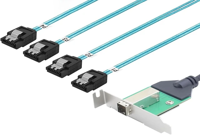 Alt view image 6 of 7 - Mini SAS HD SFF-8644 Female with Latch to 4X SATA 7Pin Cable, 12Gbps High-Speed Server Hard Drive Data Cable Compatible with RAID Controller, Workstation, Storage Expansion (0.5M/19.68in)