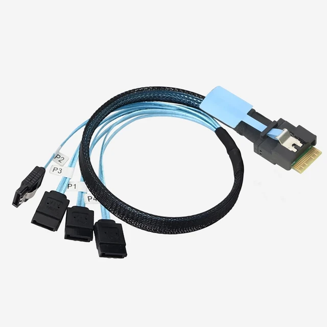 Alt view image 2 of 7 - Slimline SAS SFF 8654 4i to 4 SATA Cable Server Storage Cable0.5M/19.68in