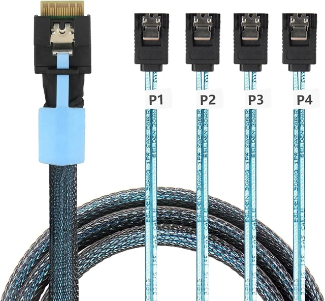 Main image of Slimline SAS SFF 8654 4i to 4 SATA Cable Server Storage Cable0.5M/19.68in