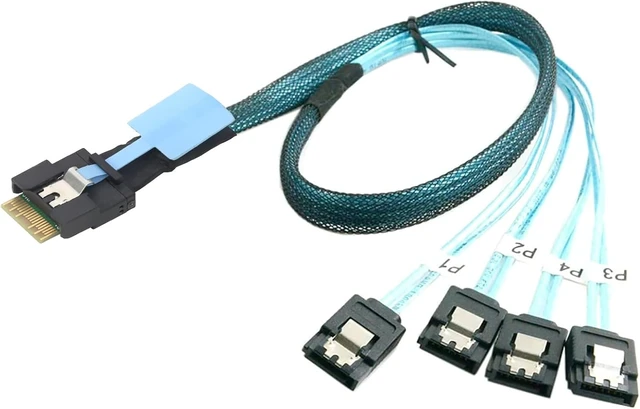 Alt view image 3 of 7 - Slimline SAS SFF 8654 4i to 4 SATA Cable Server Storage Cable0.5M/19.68in