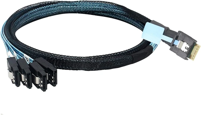 Alt view image 6 of 7 - Slimline SAS SFF 8654 4i to 4 SATA Cable Server Storage Cable0.5M/19.68in