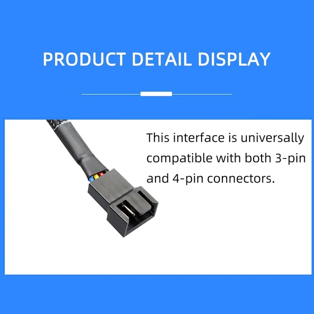 Alt view image 2 of 7 - 4 Pin PWM PC Fan Extension Cable Hub 27cm - Computer Cooling Fan Splitter and Extension Wire 1 to 1 2 3 4 Nylon Braided (1 to 1)