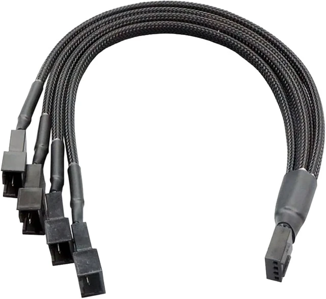 Alt view image 7 of 7 - 4 Pin PWM PC Fan Extension Cable Hub 27cm - Computer Cooling Fan Splitter and Extension Wire 1 to 1 2 3 4 Nylon Braided (1 to 1)