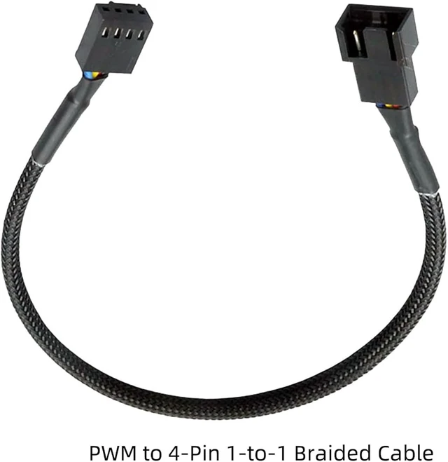Alt view image 5 of 7 - 4 Pin PWM PC Fan Extension Cable Hub 27cm - Computer Cooling Fan Splitter and Extension Wire 1 to 1 2 3 4 Nylon Braided (1 to 1)