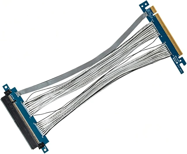 Main image of PCIe 5.0 GPU High-Speed Riser Cable, 270° Connector, for Vertical GPU Mount & Server SAS, 26cm (10.2 in), Full Speed x16, PCIe 5.0/4.0/3.0 Compatible